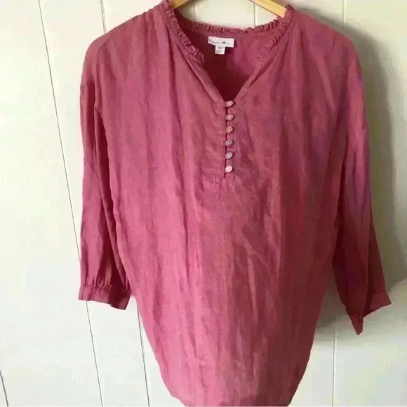 J.Jill 3/4 Sleeve Linen Top Blouse Size S - Picture 5 of 8